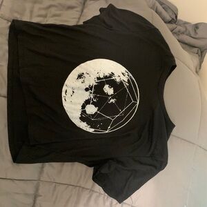 Unused, new crop top. Women’s large black and white with geometric moon.